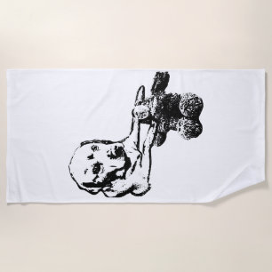 De Plage Chien & Nounours   Serviette Noir & Blanc
