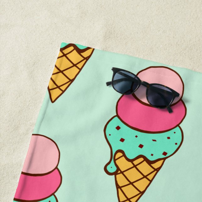 De Plage Crème glacée Cone Beach Serviette Cadeau (En situation)