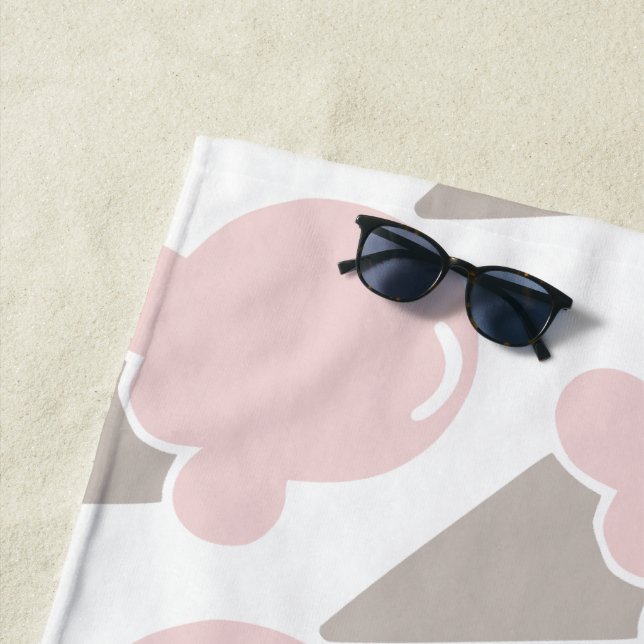 De Plage Crème glacée mignonne serviette rose fraise (En situation)