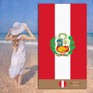 De Plage Drapeau péruvien & Pérou monogrammed / serviette d