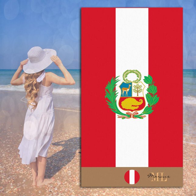 De Plage Drapeau péruvien & Pérou monogrammed / serviette d (Créateur téléchargé)