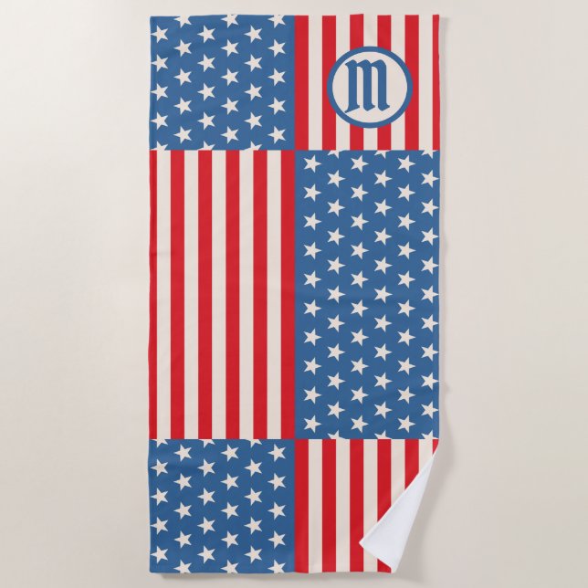 De Plage Drapeau Stars & Stripes Patriotic Beach Serviette (Devant)
