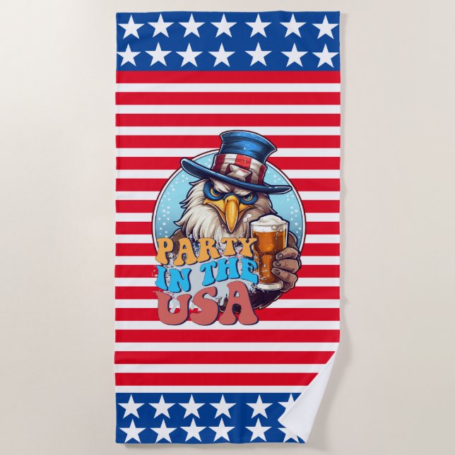 De Plage GOLFER Party aux Etats-Unis Drapeau serviette (Devant)