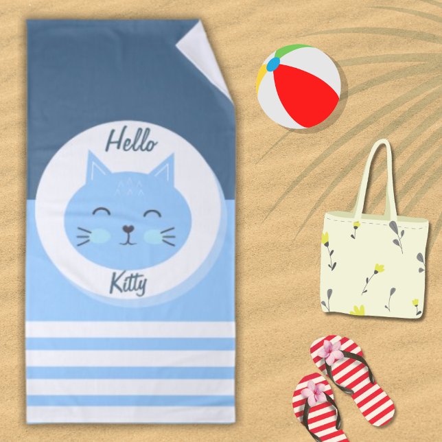 De Plage Hello Kitty Beach Serviette Blanc & Bleu Couleur M (Créateur téléchargé)