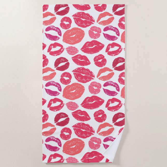 De Plage Kiss Lips Love Beach Serviette (Devant)