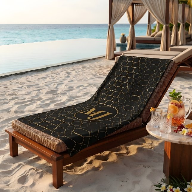 De Plage Luxe Moderne Serviette Personnalisée Monogramme Or (Créateur téléchargé)