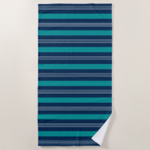 Marine, Turquoise & White Stripes Beach Serviette