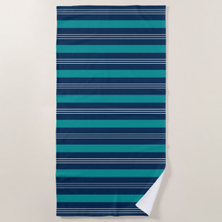 De Plage Marine, Turquoise & White Stripes Beach Serviette