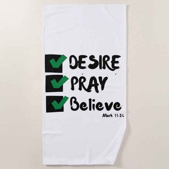 De Plage Mark 11:24 KJV Bible Scripture Beach Serviette (Devant)