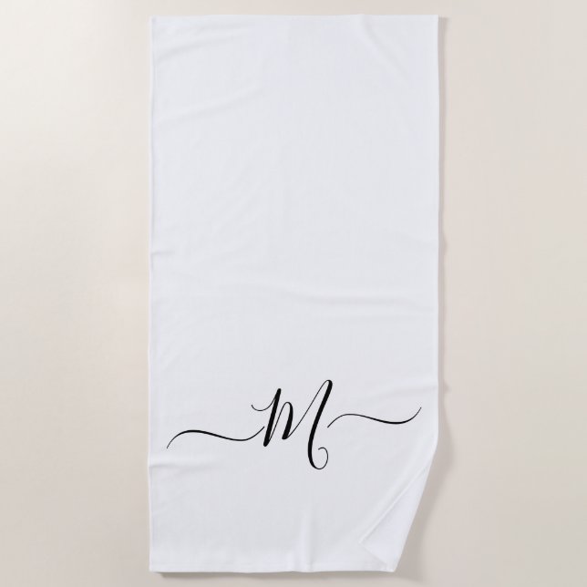 De Plage Monogramme blanc noir moderne Première serviette d (Devant)