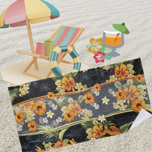 De Plage Orange Hibiscus Retro Aloha Shirt Beach Serviette