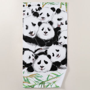 De Plage Panda Family Funny Beach Serviette