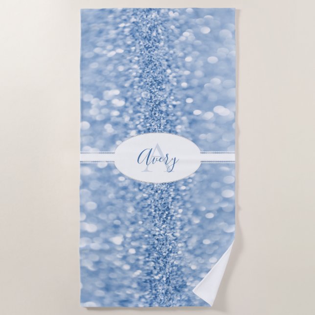De Plage Parties scintillant Bleue Personnaliser Serviette  (Devant)