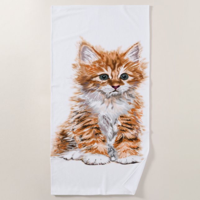 De Plage Petit Chat Beach Serviette Kitten Couleurs Personn (Devant)