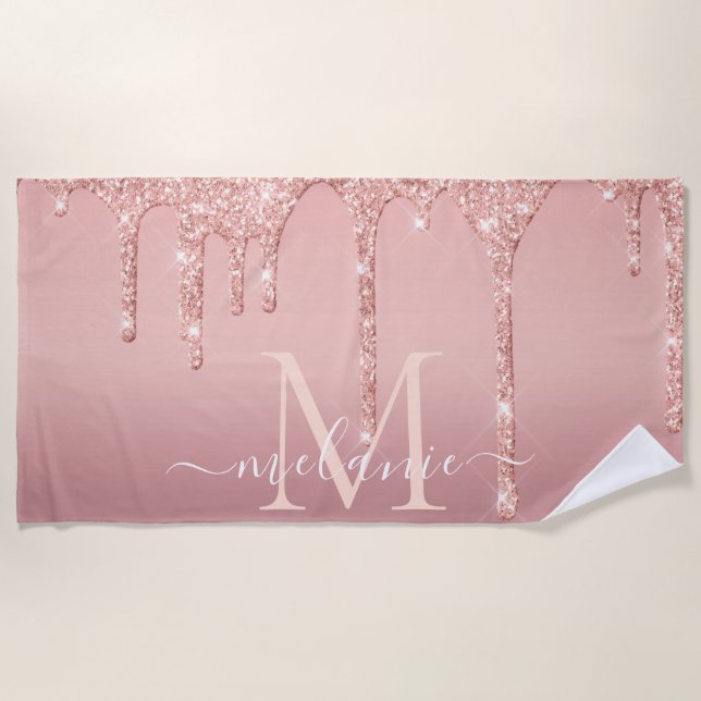 De Plage Rose Gold Parties scintillant Beach serviette Nom  (Devant)