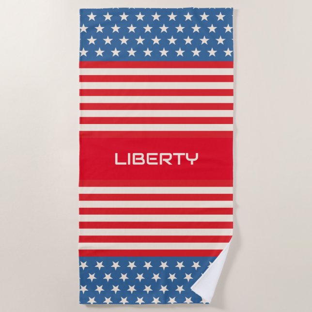 De Plage Rouge Bleu Customisé Liberty Beach Serviette (Devant)