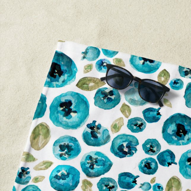 De Plage Serviette Blueberry Print Beach (En situation)