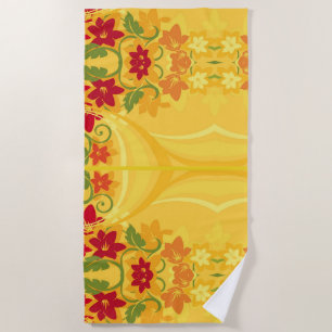 De Plage Serviette ensoleillée été jaune Floral Beach