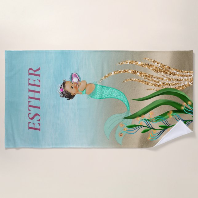 De Plage Serviette Mermaid Monogram Beach (Devant)