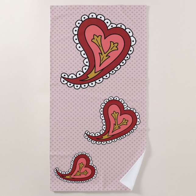 De Plage Serviette Paisley Heart Beach (Devant)