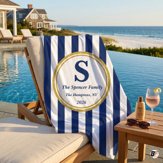 De Plage Serviette personnalisée avec monogramme doré et ra