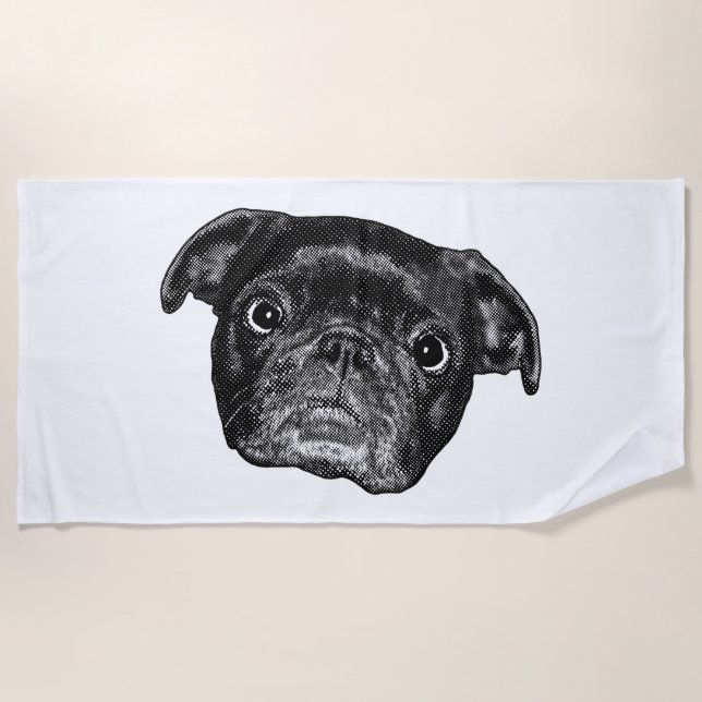 De Plage Serviette point pug hiver (Devant)