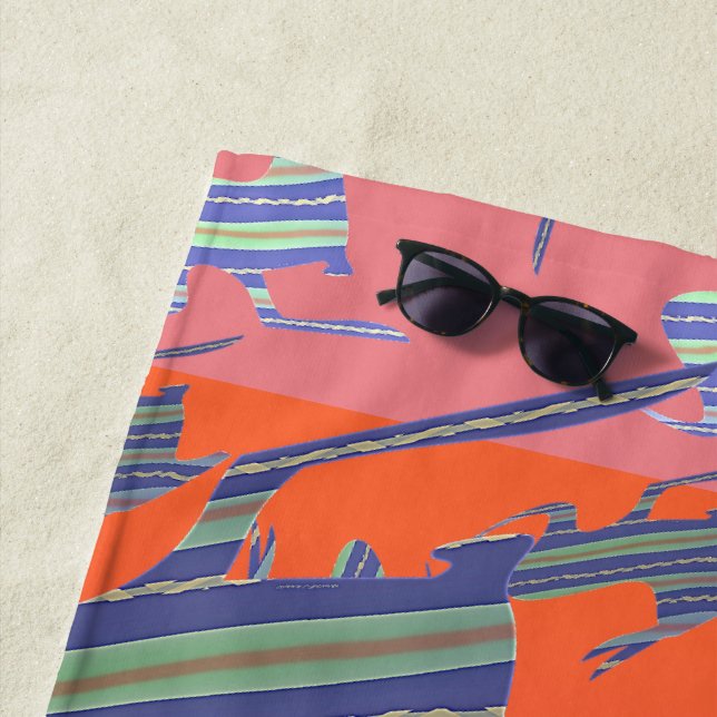 De Plage Serviette Rainbow Blue Kangaroo Beach (En situation)