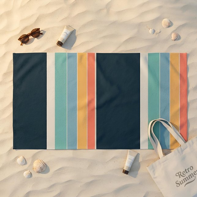 De Plage Serviette Rétro Navy Sarcelle & Or Style Moderne 7 (Créateur téléchargé)