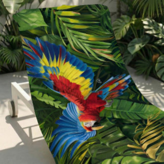 De Plage Serviette Tropical Macaw Beach colorée