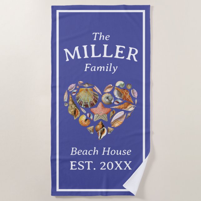 De Plage Serviette vintage Seashell Family Beach House (Devant)
