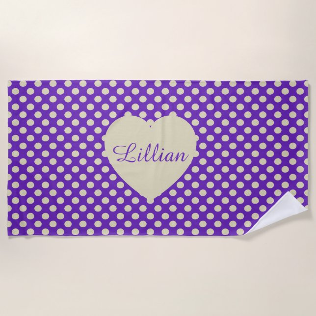 De Plage Serviette violette à pois  (Devant)