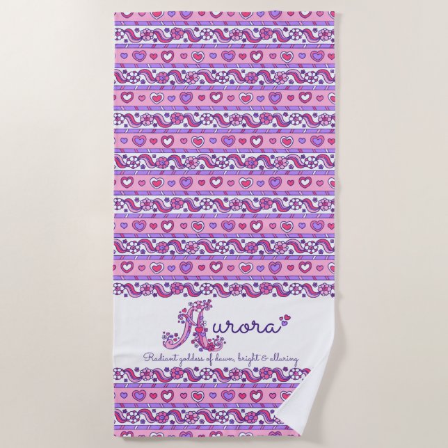 De Plage Signification du nom Aurora fleur cœur serviette d (Devant)