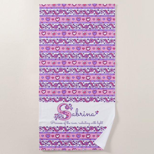 De Plage Signification du nom Sabrina fleur cœur serviette  (Devant)