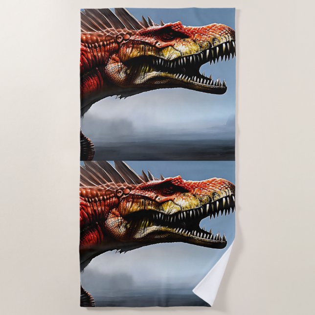 De Plage Spinosaurus Dinosaur effrayant, Serviette (Devant)