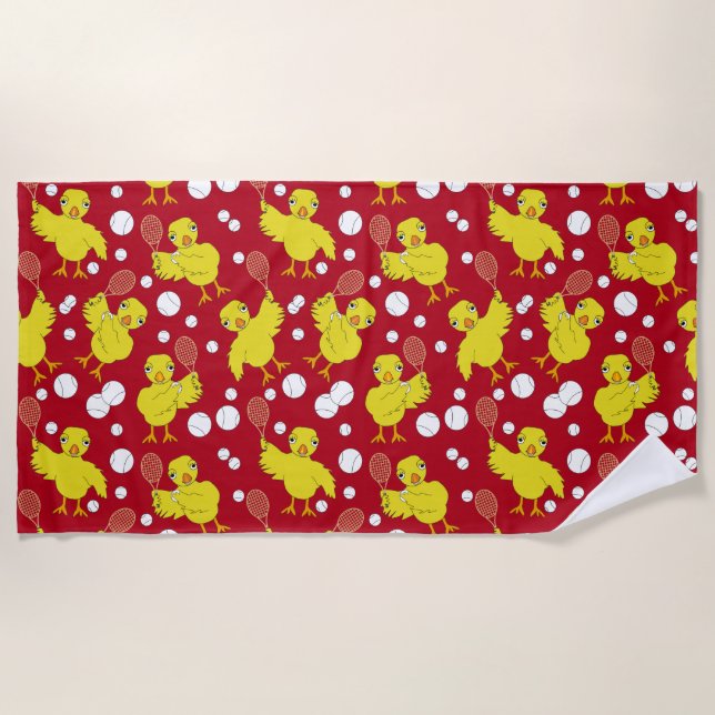 De Plage Tennis Chick Motif Beach Serviette (Devant)
