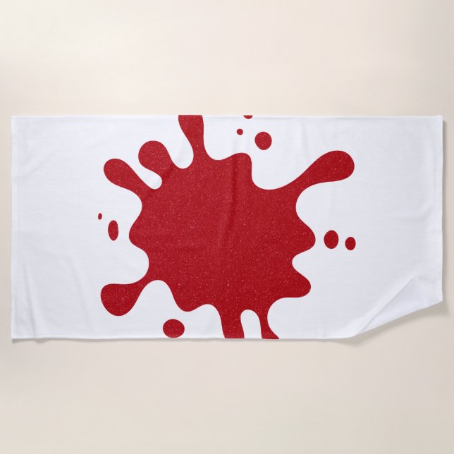 De Plage Tomette rouge personnalisée Splash sur serviette d (Devant)