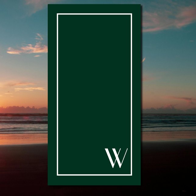 De Plage Votre monogramme en vert foncé et blanc serviette  (Créateur téléchargé)