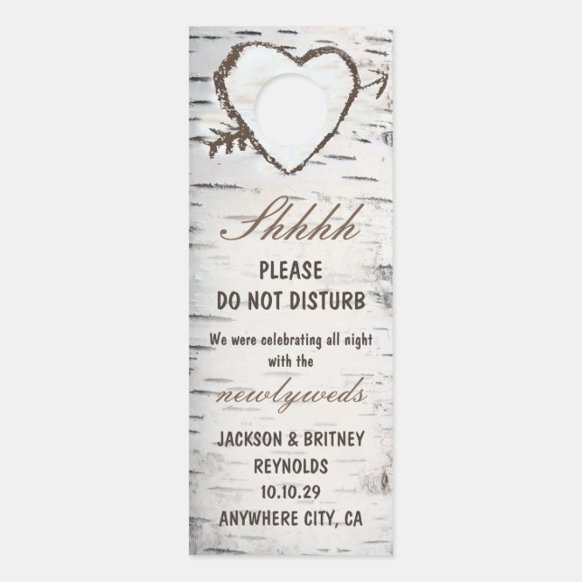De Porte Birch Tree Do not Disturb Mariage Sign Affichette  (Devant)