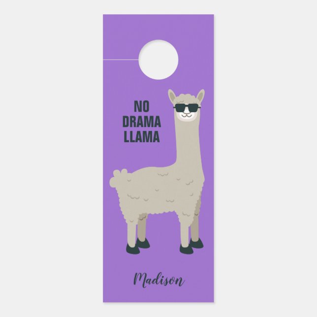 De Porte Cool Llama nom et couleur personnalisés affichette (Devant)