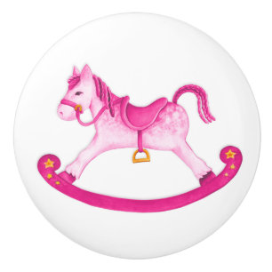De Porte En Céramique Aquarelle art rose rocking cheval bouton