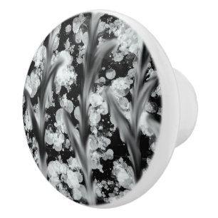 De Porte En Céramique Bouton blanc noir abstrait