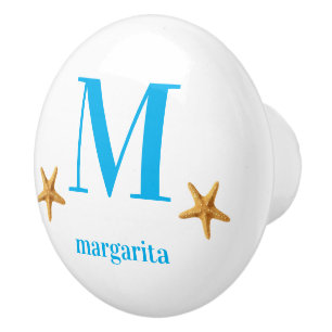 De Porte En Céramique Bouton blanc personnalisé avec texte bleu