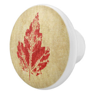 De Porte En Céramique Bouton d'armoire rouge Feuille d'érable