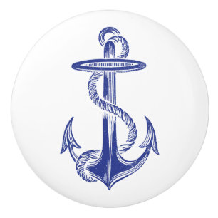 De Porte En Céramique Bouton vintage bleu d'Ancre