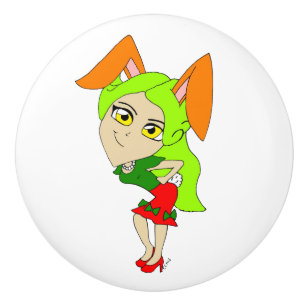De Porte En Céramique chibi bunnygirl ceramique bouton