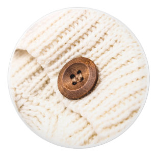 De Porte En Céramique Cosy câble tricot bouton crème brun rustique