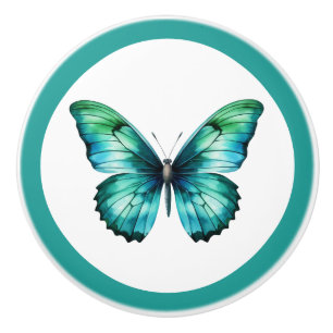 De Porte En Céramique Elégant bouton papillon Turquoise Turquoise Blue D