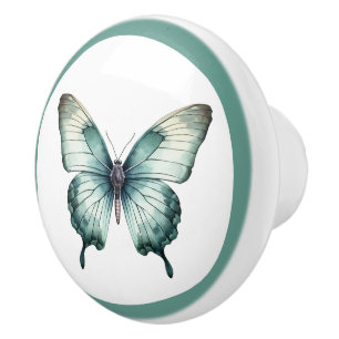 De Porte En Céramique Elégant bouton papillon Turquoise Turquoise Blue D