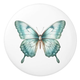 De Porte En Céramique Elégant bouton papillon Turquoise Turquoise Blue D