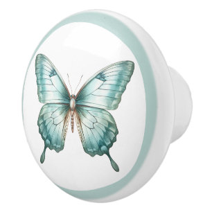 De Porte En Céramique Elégant bouton papillon Turquoise Turquoise Blue D